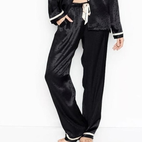 Victoria's Secret Other - Victoria's Secret black polka dot satin pyjama pants